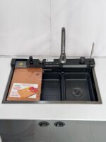 BLACK/GOLD/SATIN ONLY BOWL 4 BUTTON PIANO SINK - Image 3