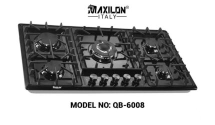 BUILT IN GAS & COOKERS/5-BURNER - BLACK ENAMEL (900x520mm)