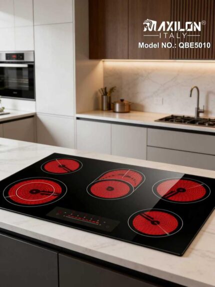 BUILT IN ELECTRIC HOB/5-BURNER - GLASS (860x520x55mm)